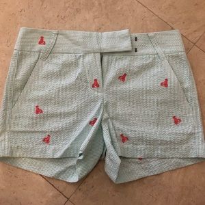 J. Crew Lobster Seersucker Chino Shorts